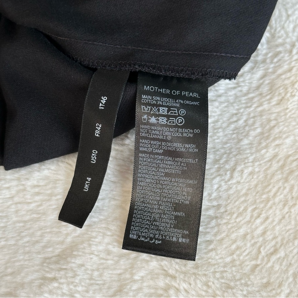 Mother of Pearl Mimi Cotton Blend Black Crewneck Short Sleeve Blouse M (10) - Picture 9 of 12